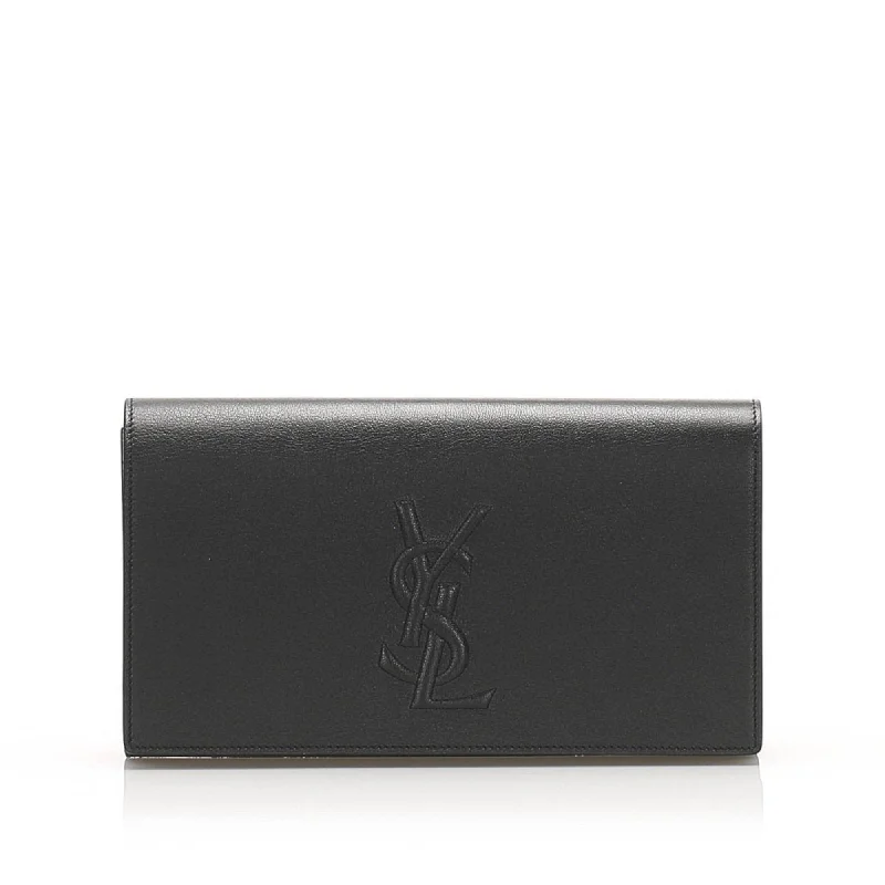 Saint Laurent YSL Belle de Jour Leather Black Large Clutch Bag