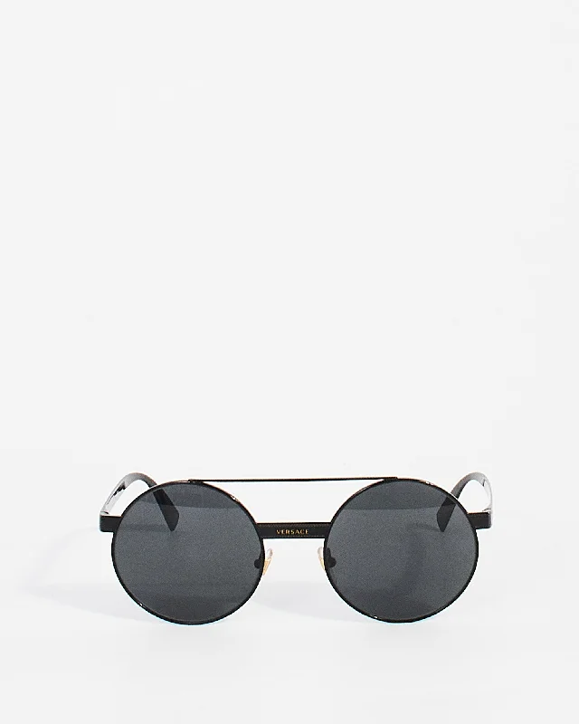 Versace Black Metal Round MOD 2210 Frame Sunglasses