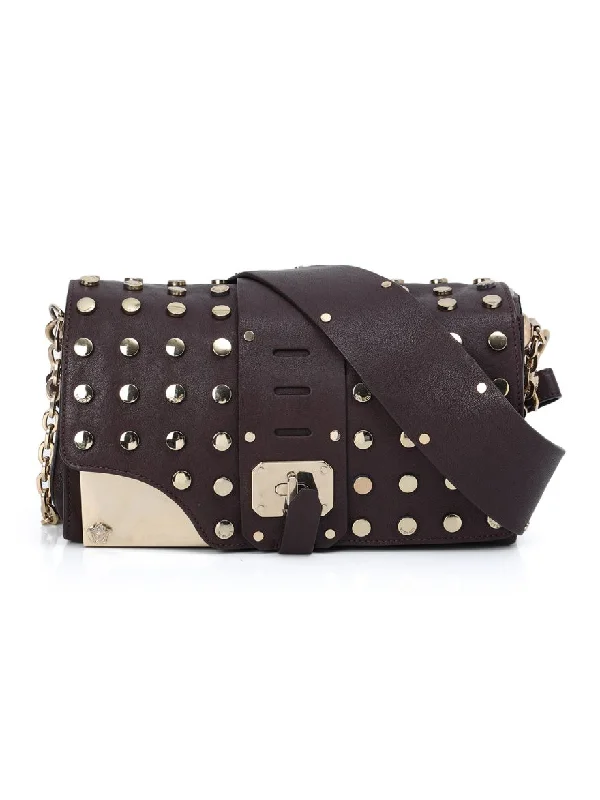 Wine Gold Studded Crossbody Bag One Size