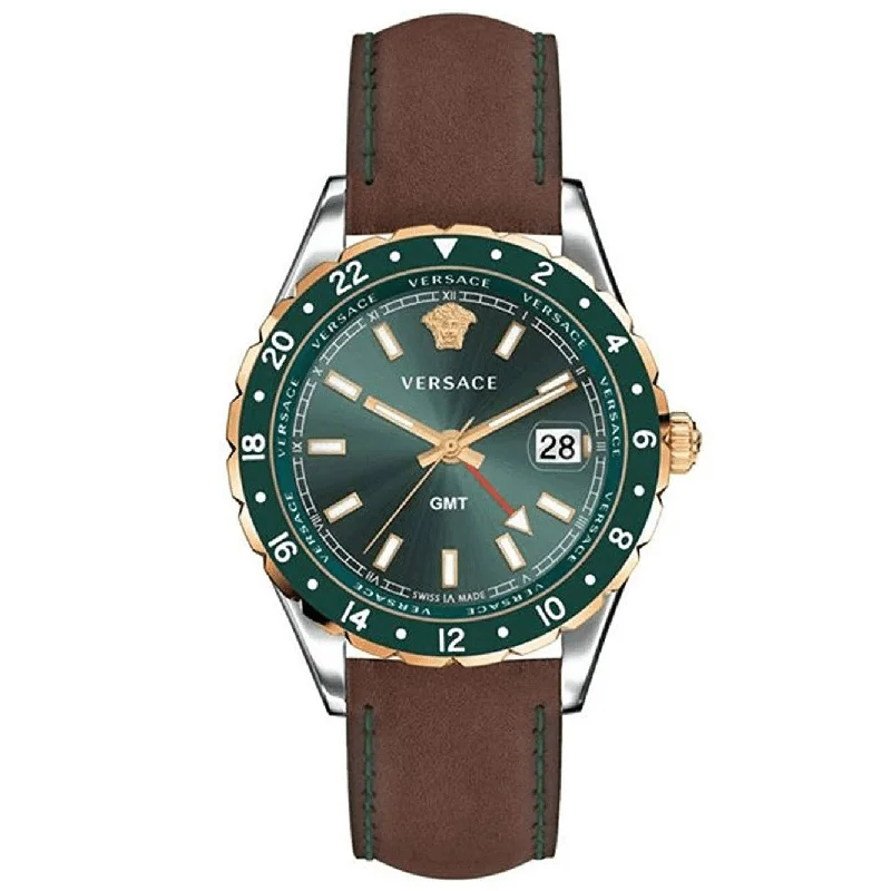 Versace Men's Watch Hellenyium GMT Green Leather V11090017