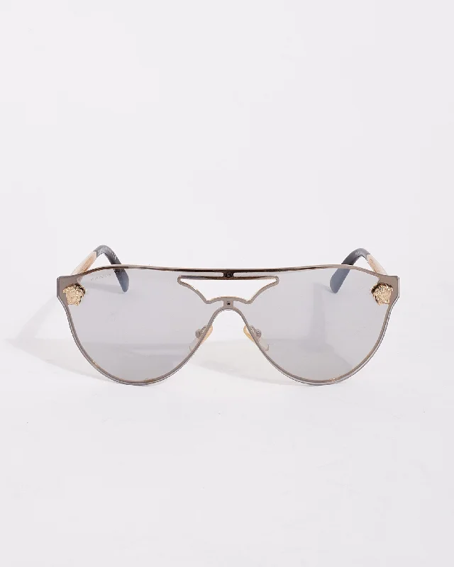 Versace Gold MOD 2161 Shield Medusa Head Sunglasses