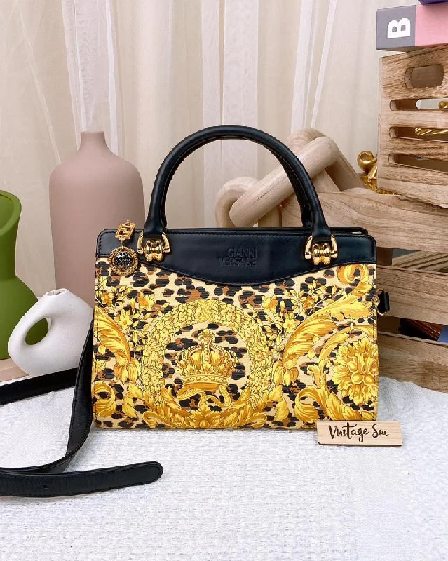 Versace Vintage Leopard Print 2-Way Bag