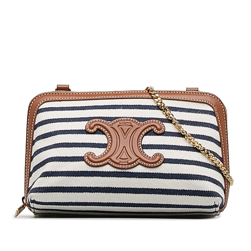 Celine Stripe Triomphe Clutch On Chain (SHG-5CjOmH)