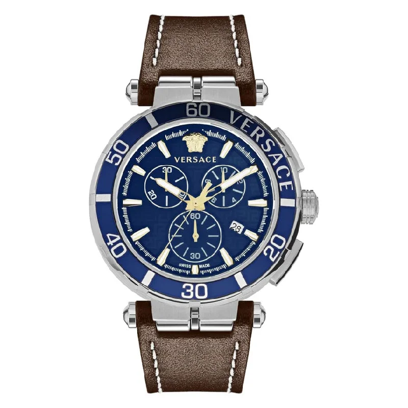 Versace Men's Watch 45mm Greca Chronograph Blue VE3L00122