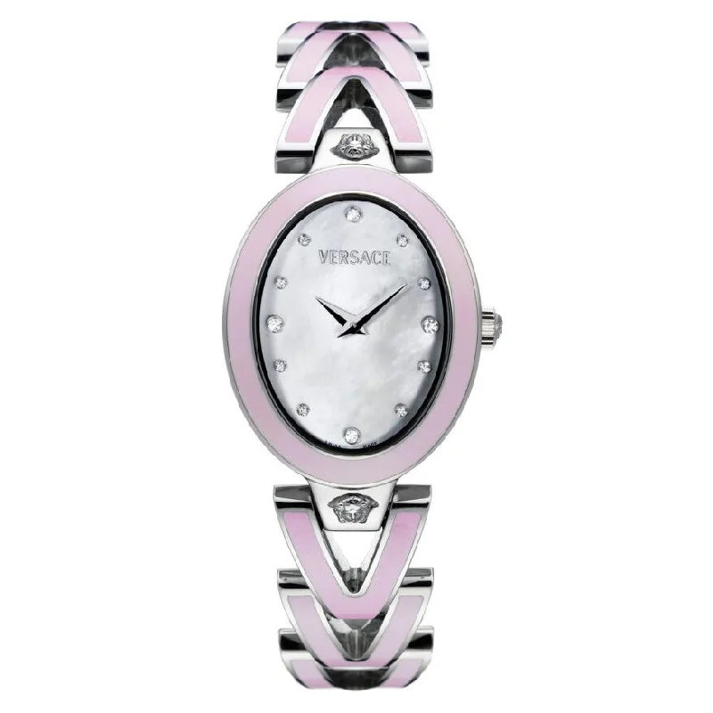 Versace V-Glam Ladies' White Pink Diamonds Watch 60QE5SD498SE11