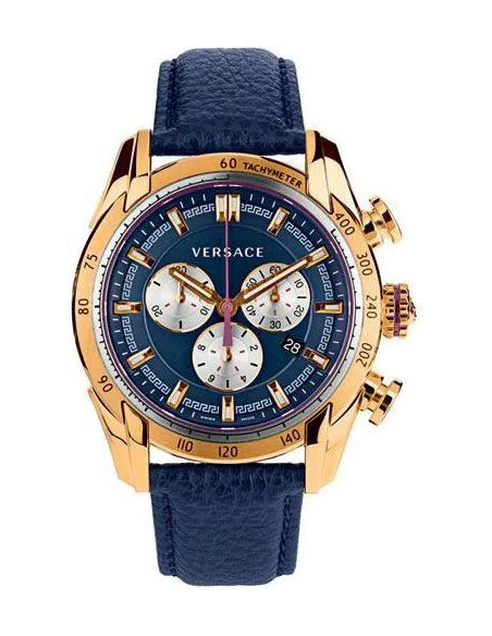 Versace V-Ray Blue Leather Strap Blue Dial Chronograph Quartz Watch for Gents – VDB 030014