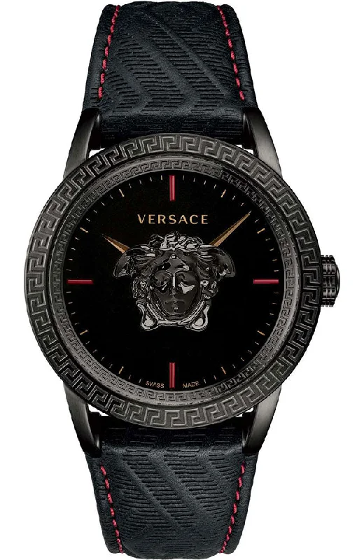 Versace Palazzo Empire Black Dial Black Leather Strap Watch For Men – VERD00218