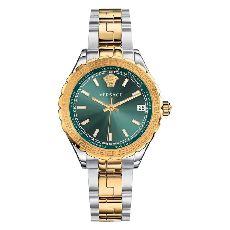 Versace Ladies Watch Hellenyium Green Two-Tone Gold V12050016