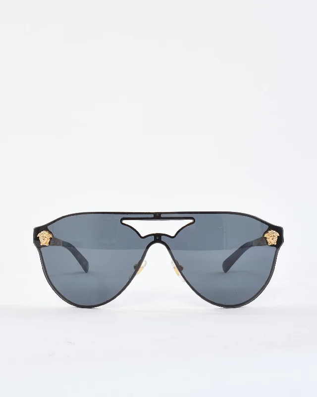 Versace Black & Gold Medusa Head Aviator MOD2161 Sunglasses