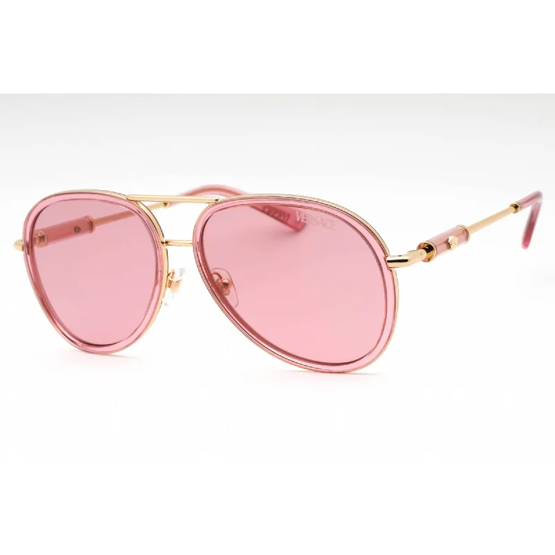 Versace Women's Sunglasses - Pink Transparent Metal Full Rim Frame | 0VE2260 100284