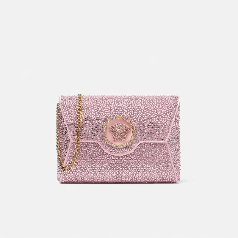 La Medusa Crystal Envelope Clutch bag in Pink