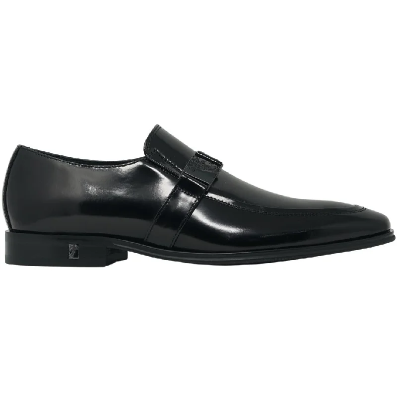 Versace Collection Buckle Logo Leather Black Shoes