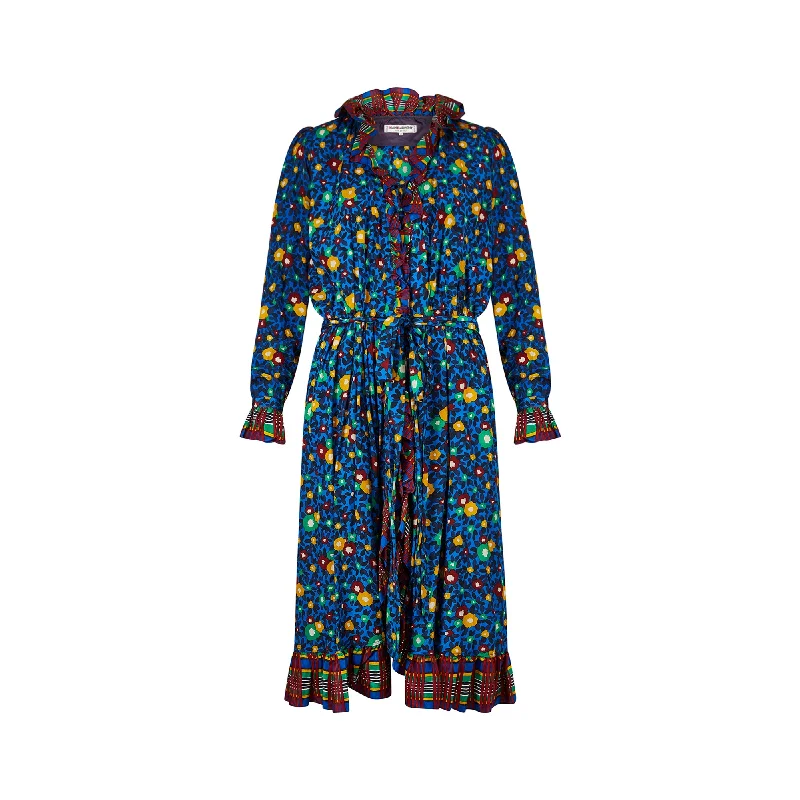 1980 Yves Saint Laurent Runway Floral Print Shirtwaister Dress