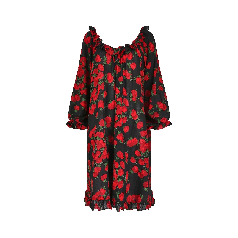 1994 Yves Saint Laurent Wool Roseprint Dress