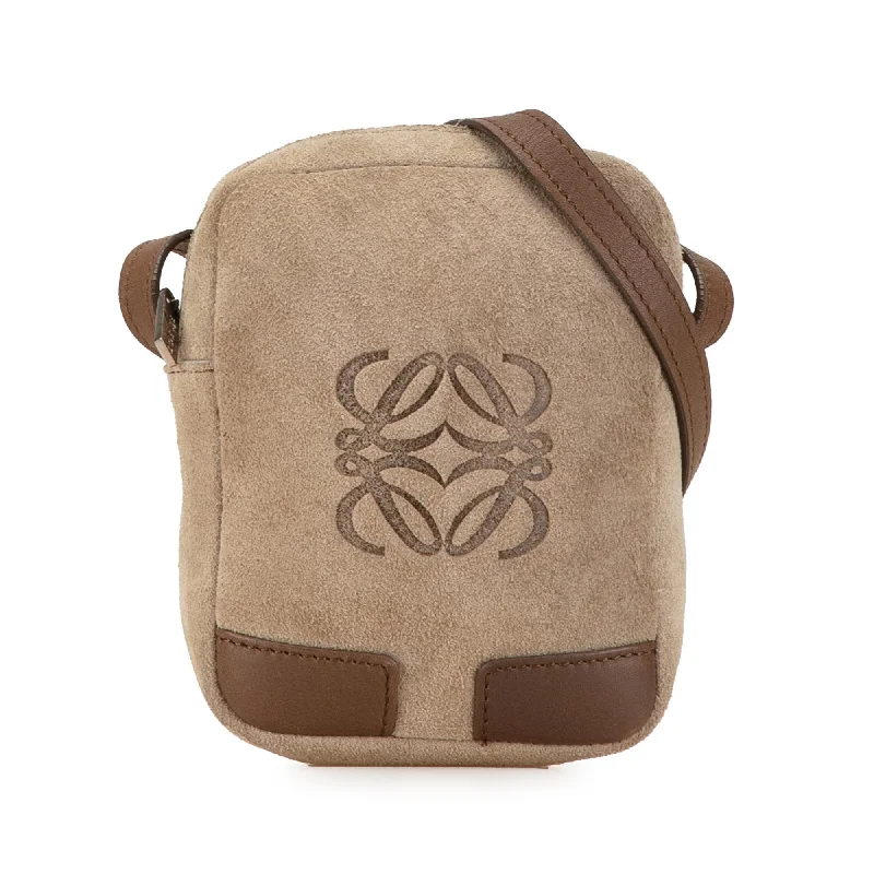 Brown LOEWE Suede Anagram Crossbody