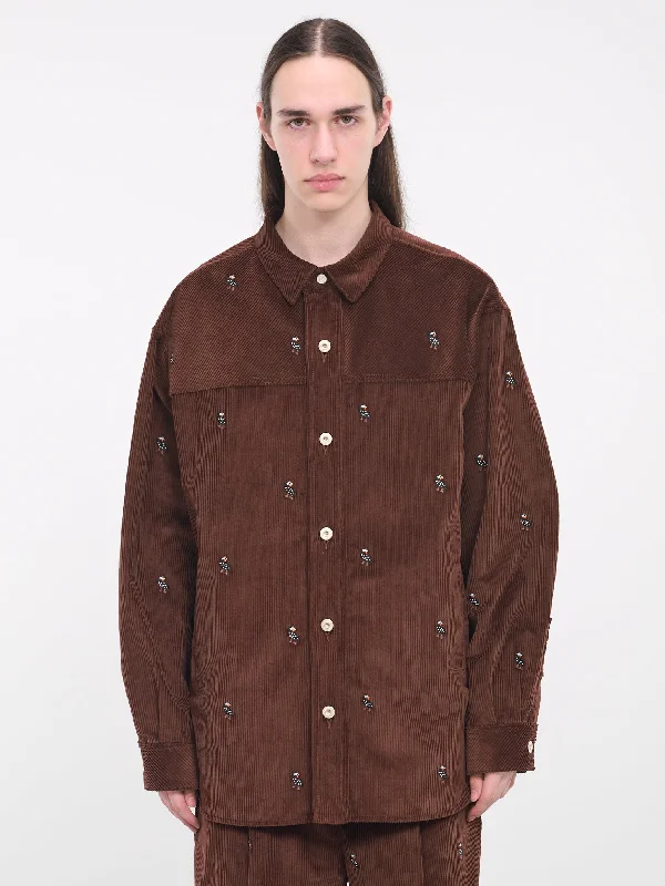 Corduroy Embroidered Overshirt (H526Y05WCE-COCOA)