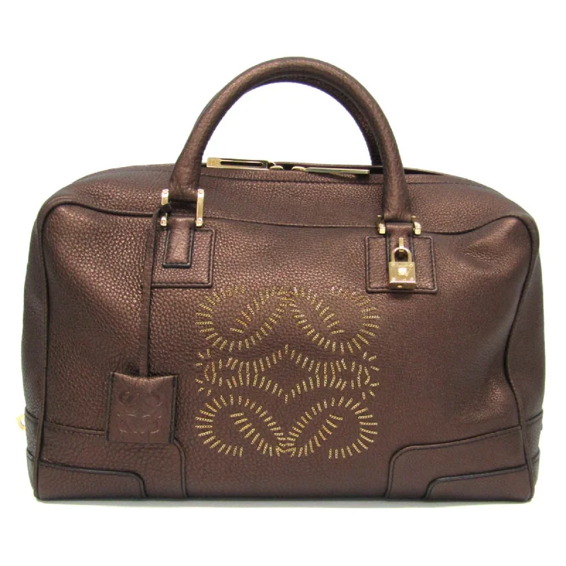 Loewe Amazona 36 Women's Leather Boston Bag,Handbag Bronze