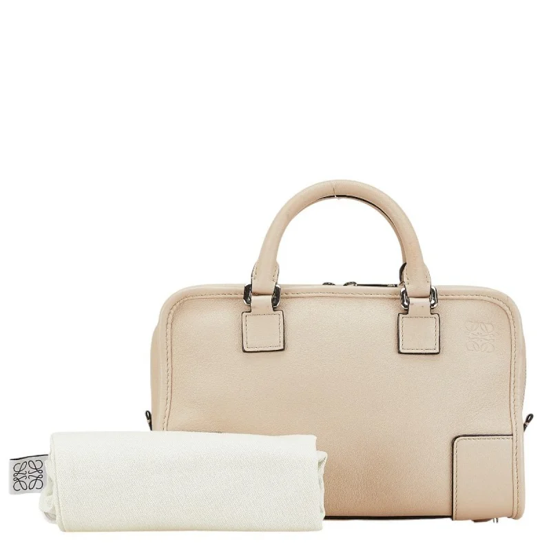 LOEWE Anagram Amazona 23 Handbag Beige Leather Women's