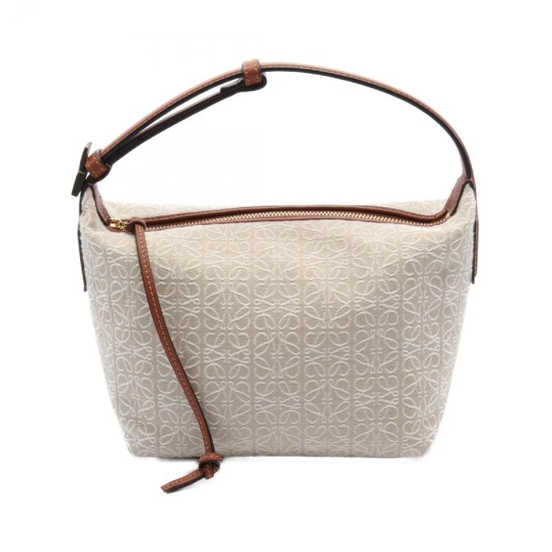 LOEWE Anagram Cuby Small Handbag Bag Canvas Leather Women's Ivory White Brown A906K75X21