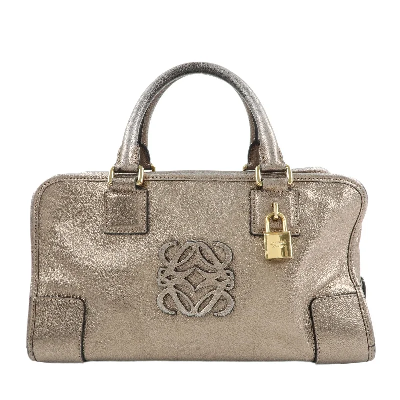 LOEWE Anagram Leather Amazona 28 Hand Bag Gold