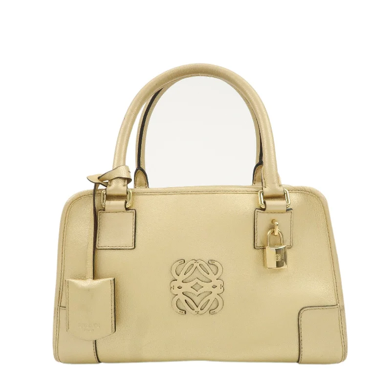 LOEWE Anagram Leather Amazona 28 Hand Bag Gold