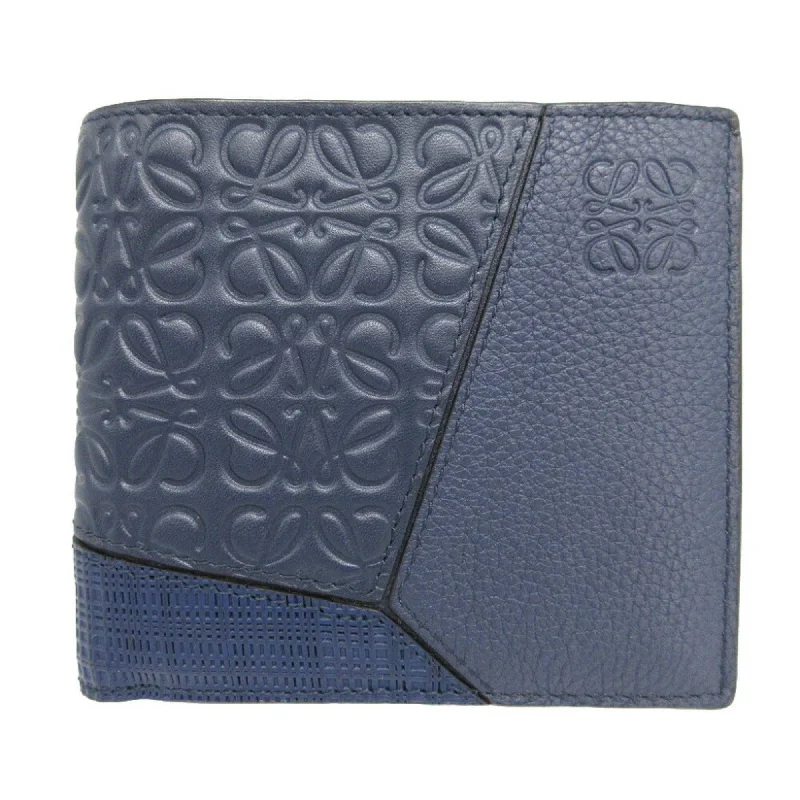 LOEWE Anagram Leather Navy Bi-fold Billfold Wallet 1675LOEWE