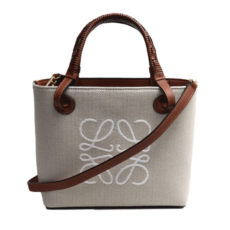 LOEWE Anagram Tote Bag 2-Way Shoulder Ecru x Tan A717S74X01