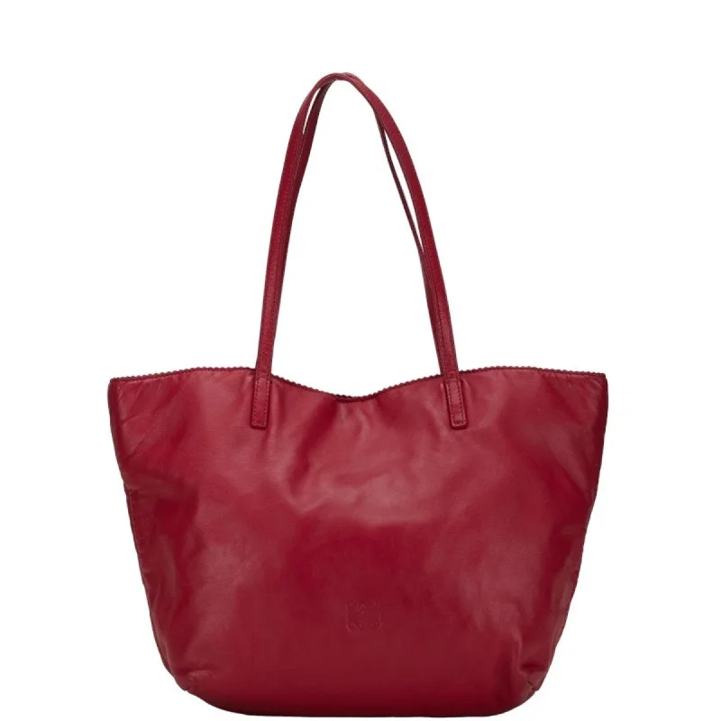 LOEWE Anagram Tote Bag Pink Leather Women's