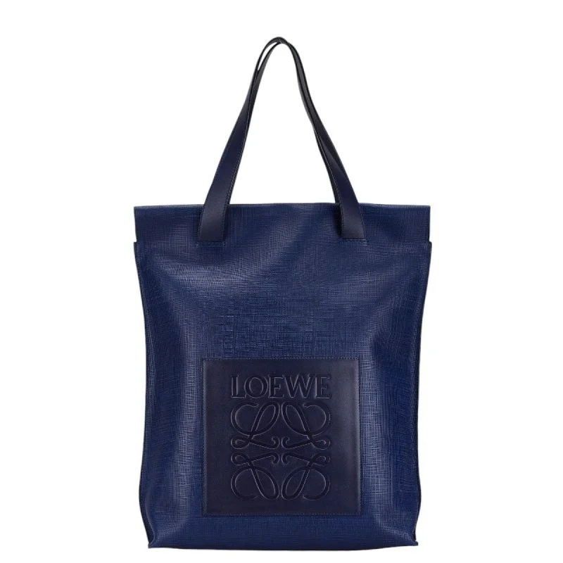 LOEWE Anagram Tote Bag Shoulder Navy Leather Women's