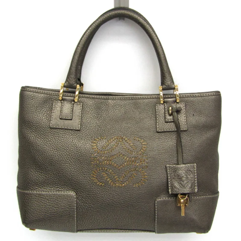 Loewe Anagram Women's Leather Handbag Metallic Gray