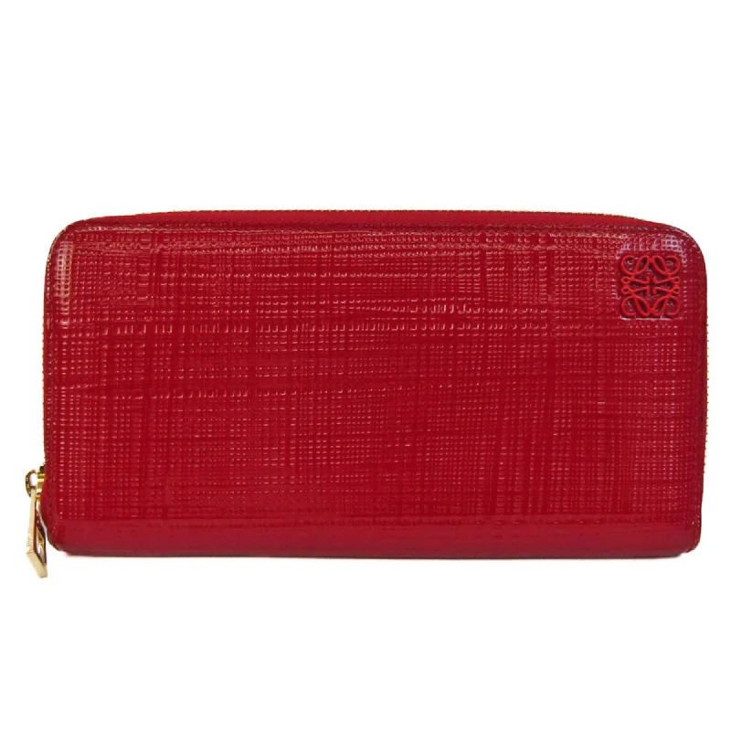 Loewe Anagram Women's Patent Leather Long Wallet (bi-fold) Red Color