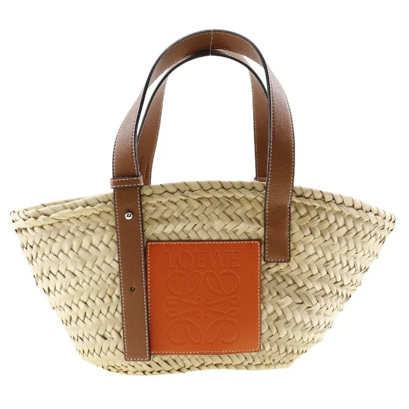 LOEWE Basket bag Tote Raffia x leather Beige Women's