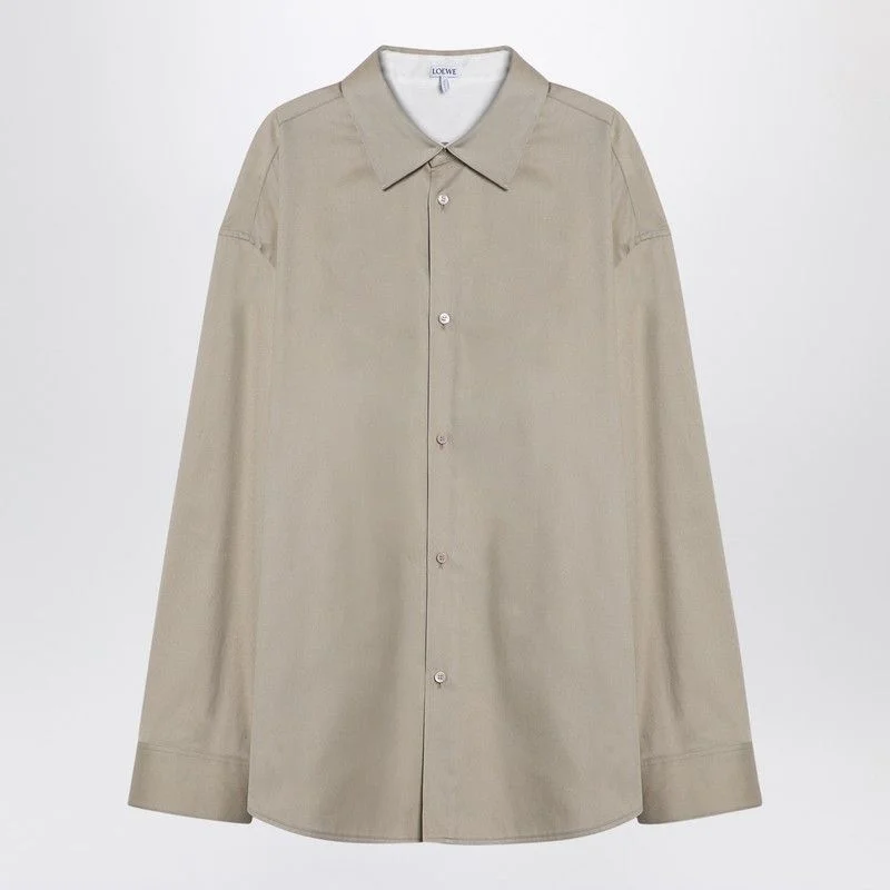 LOEWE Sandstone Cotton Overshirt with Subtle Emblem