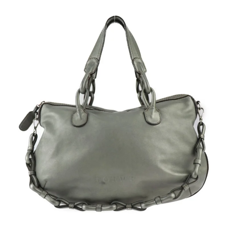 LOEWE Fiesta handbag leather metallic green silver hardware 2WAY shoulder bag