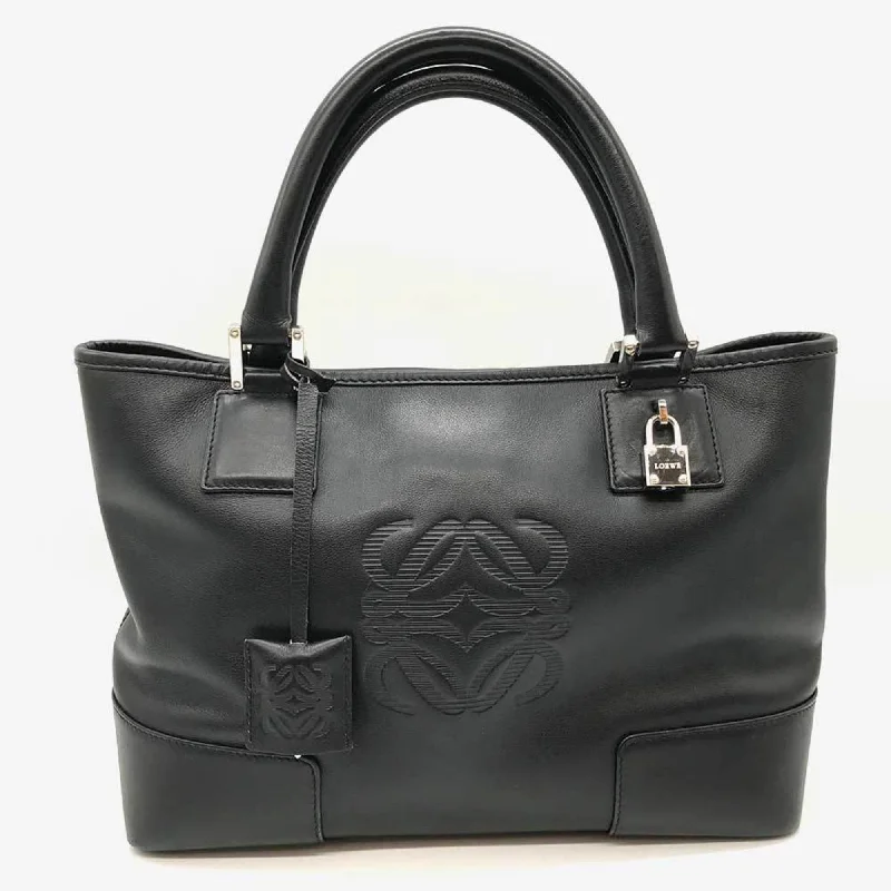 LOEWE Fustat Tote Black Leather Bag Crochette