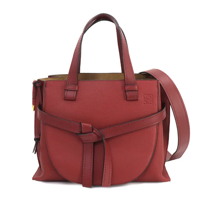 LOEWE Gate Small 2way Hand Shoulder Bag Leather Bordeaux Gold Hardware 321.12.U61 Top Handle