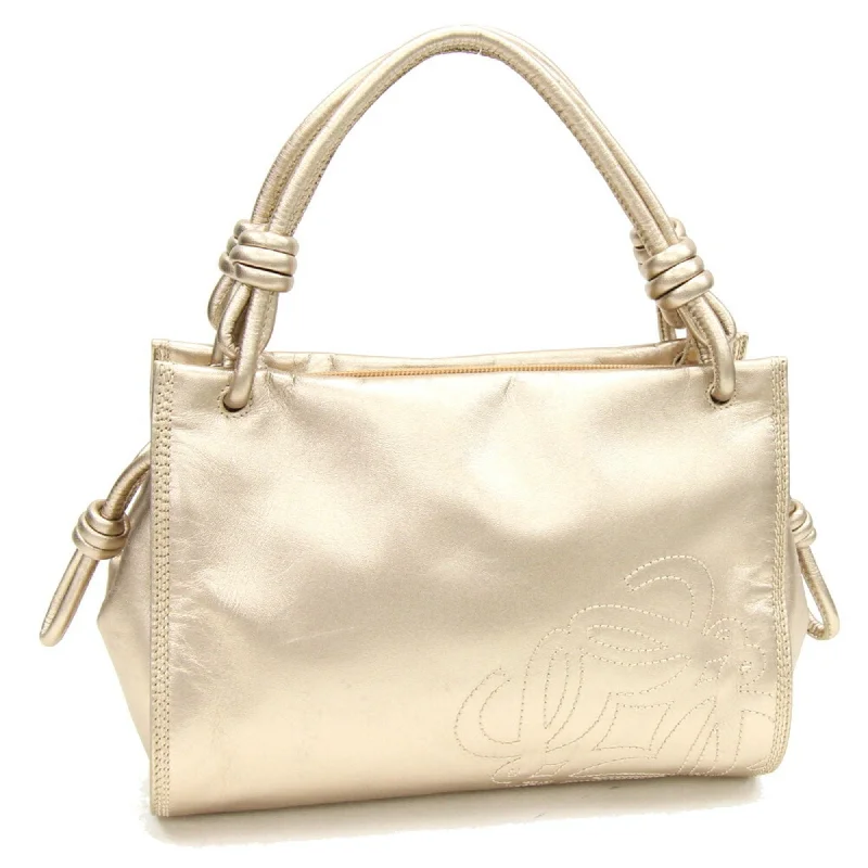 LOEWE Handbag Champagne Gold Leather Anagram Nappa Women's