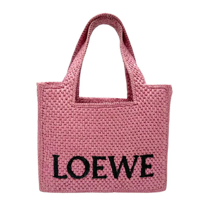 LOEWE Handbag Shoulder Bag Font Tote Raffia Pink Women's z2910