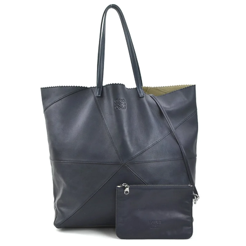 LOEWE handbag tote bag origami leather navy women's e59691a