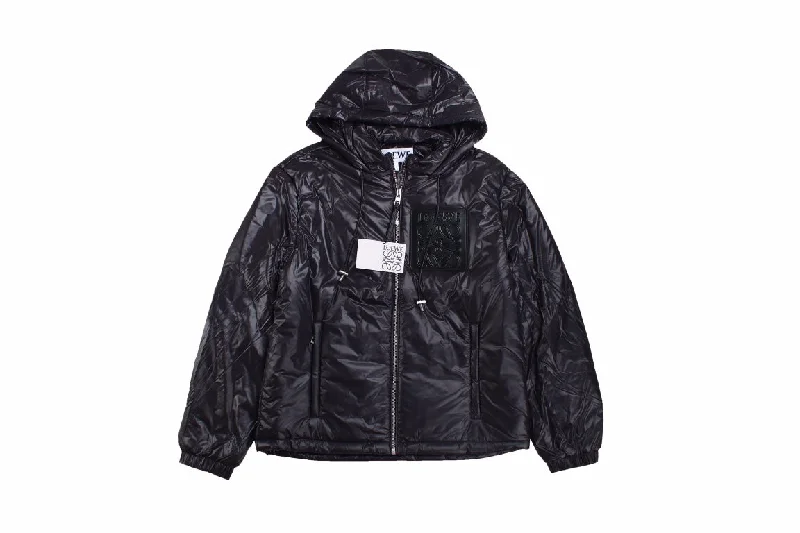 Loewe Hooded Puffer Jacket - Shiny Black