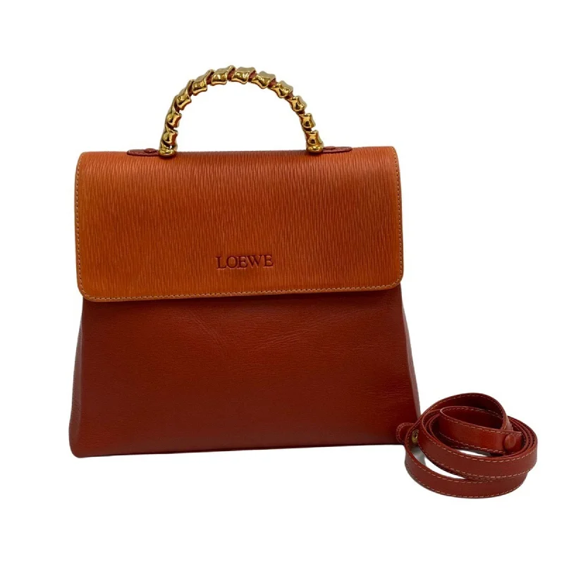 LOEWE Loewe Logo Metal Fittings Velasquez Leather Genuine 2way Handbag Shoulder Bag Mini Tote Orange