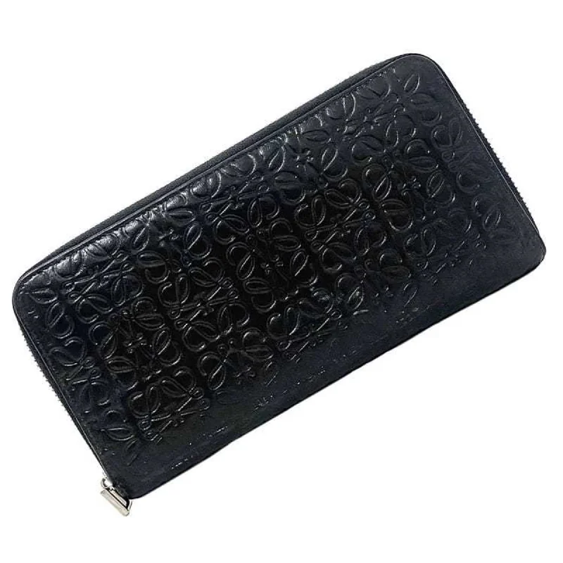 Loewe long wallet black silver C499T12X05 1100 Anagram leather LOEWE ladies