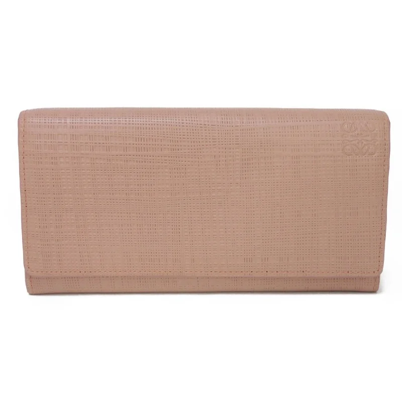 LOEWE Long Wallet Continental Linen Pink Beige Anagram Dark Blush 101.88.K98 Women's