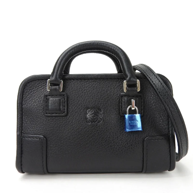 LOEWE Micro Amazona Handbag Shoulder Nano Anagram Black Leather Chic Ladies Hand Bag