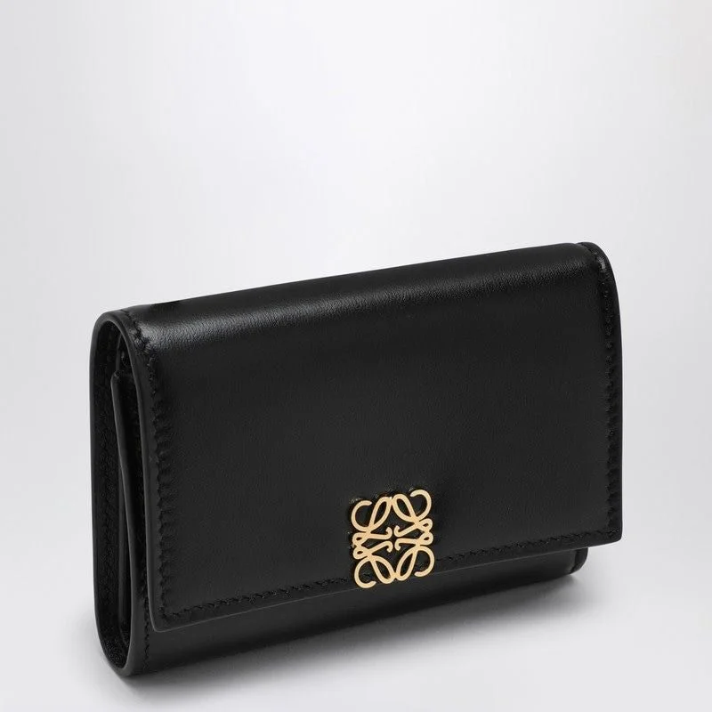 LOEWE Mini Black Leather Puffer Wallet