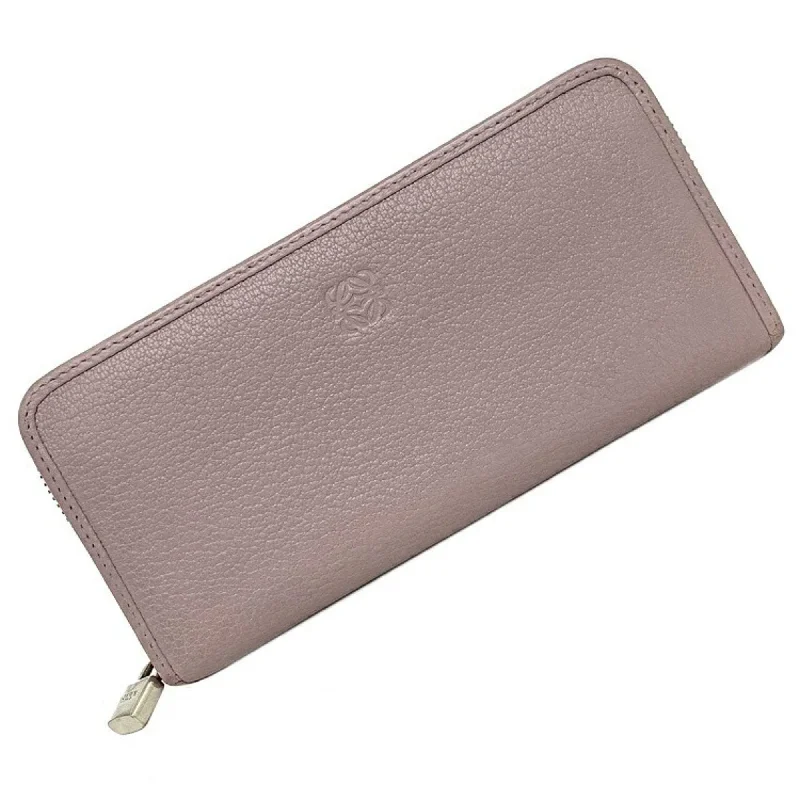 Loewe Round Long Wallet Light Purple Anagram Leather LOEWE Women's