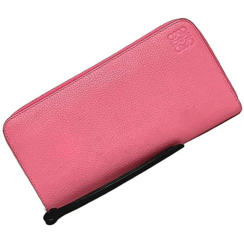 LOEWE Round Long Wallet Pink Anagram Leather Women's Vivid Card One Color