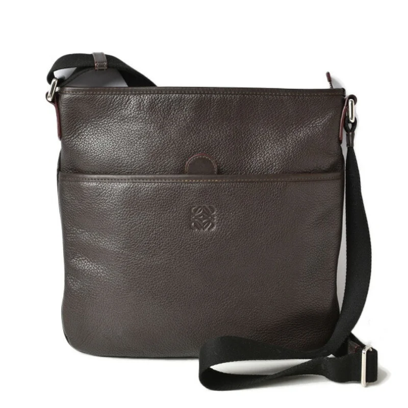 LOEWE Shoulder Bag Men's Leather Dark Brown