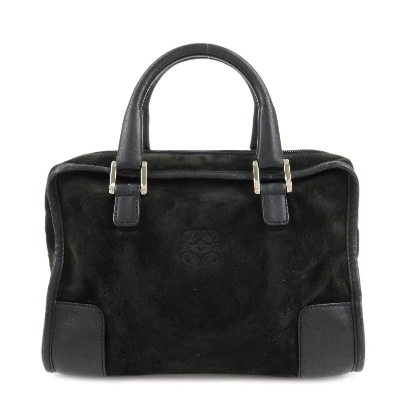 LOEWE Suede Amazona 26 Hand Bag Black