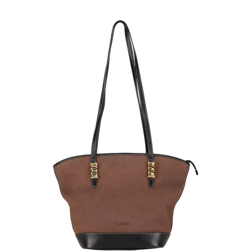 LOEWE VELAZQUEZ Tote Bag Handbag Brown Black Leather Women's